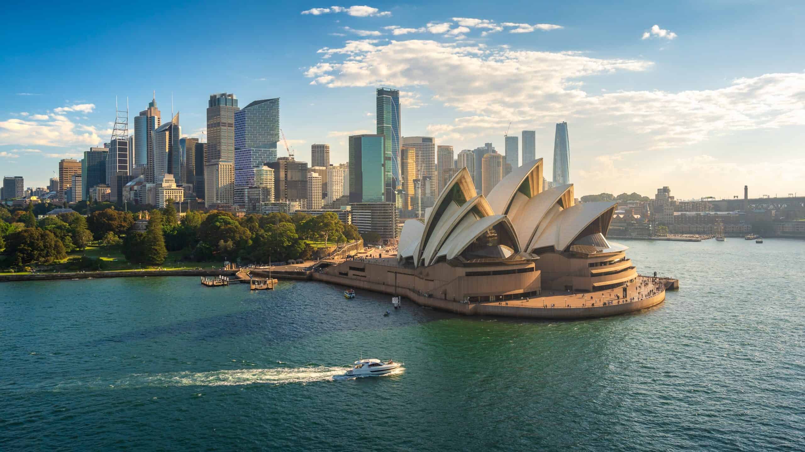 Sydney,Harbour,Opera,House,Cityscape,Skyline,Aerial,View,,New,South